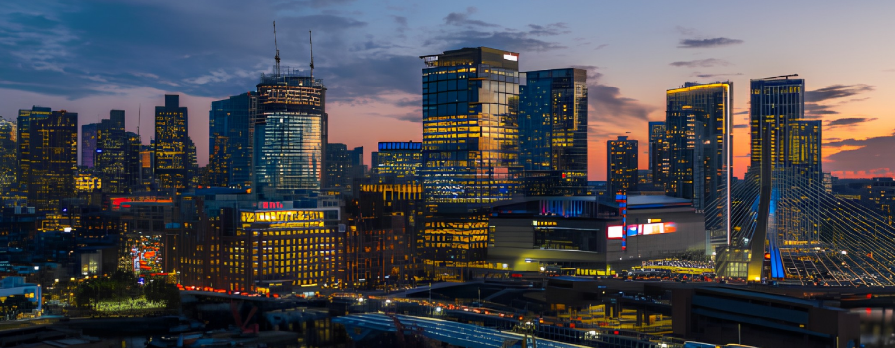 wide view of the city skyline
