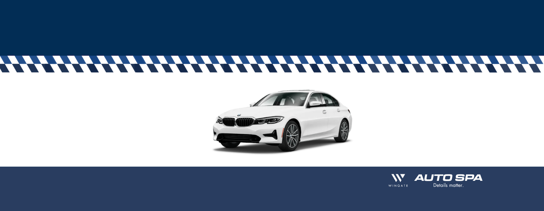 a white car and a logo for a graphic