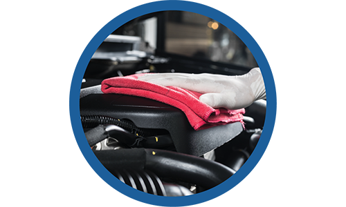 a person washing a car